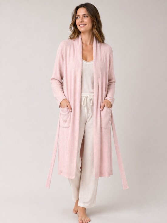 Natori Other - NATORI Blush Pink Soft Knit Long Robe with Belt Front Pockets Women’s Small